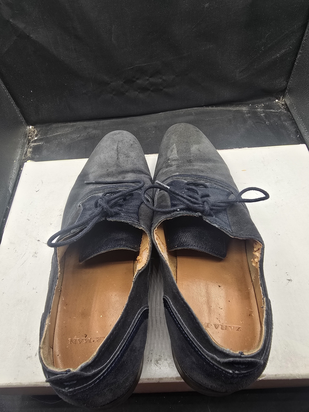 Zara Black Suede Lace-Up Oxford Shoes - Picture 4 of 8